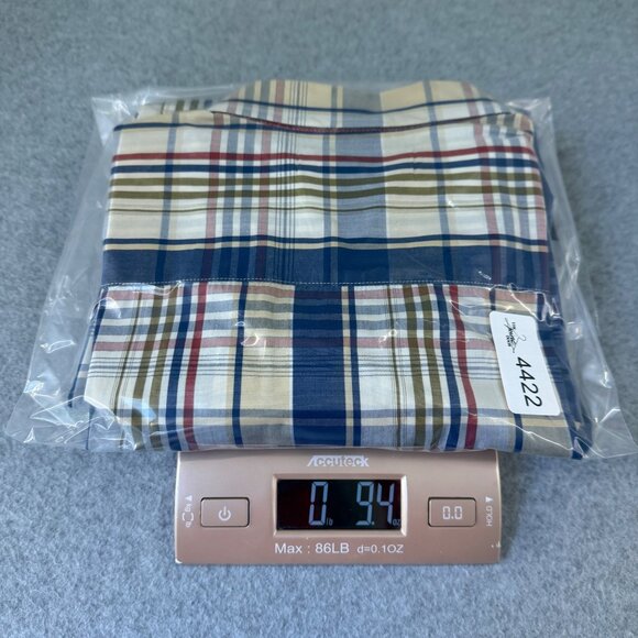 Beretta Mens Collared‎ Button-Up Shirt Plaid Long Sleeve Blue Cream Size US XL - Picture 11 of 12